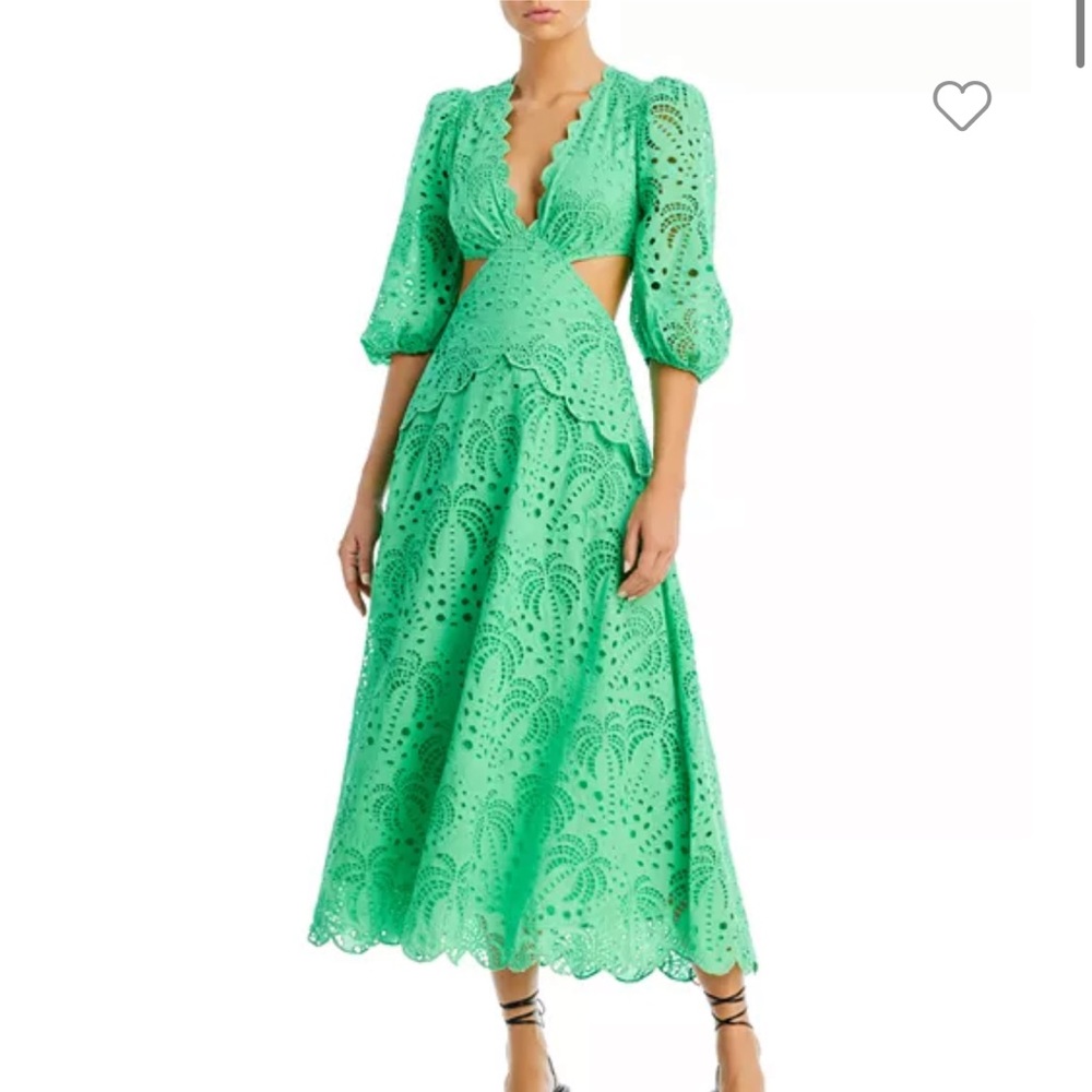 FarmRio - Green Richilieur Midi Dress - bright green